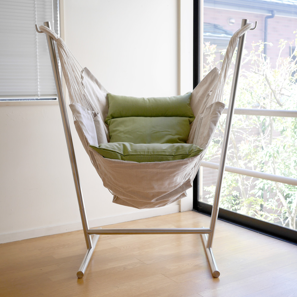 コンフォルタ ハンモック サンブレラ ストライプ トープ ステンレス脚 KOMFORTA Outdoor ストライプ トープ ステンレス脚黒塗装［リアル